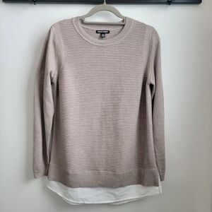 Hilary Radley Taupe Layered Knit Sweather Size L